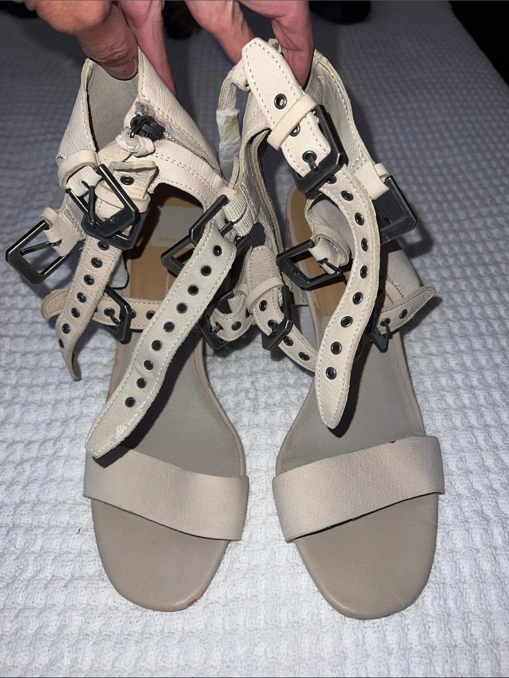 Dolce Vita Cream Multi-Buckle Strappy Heeled Sandals
